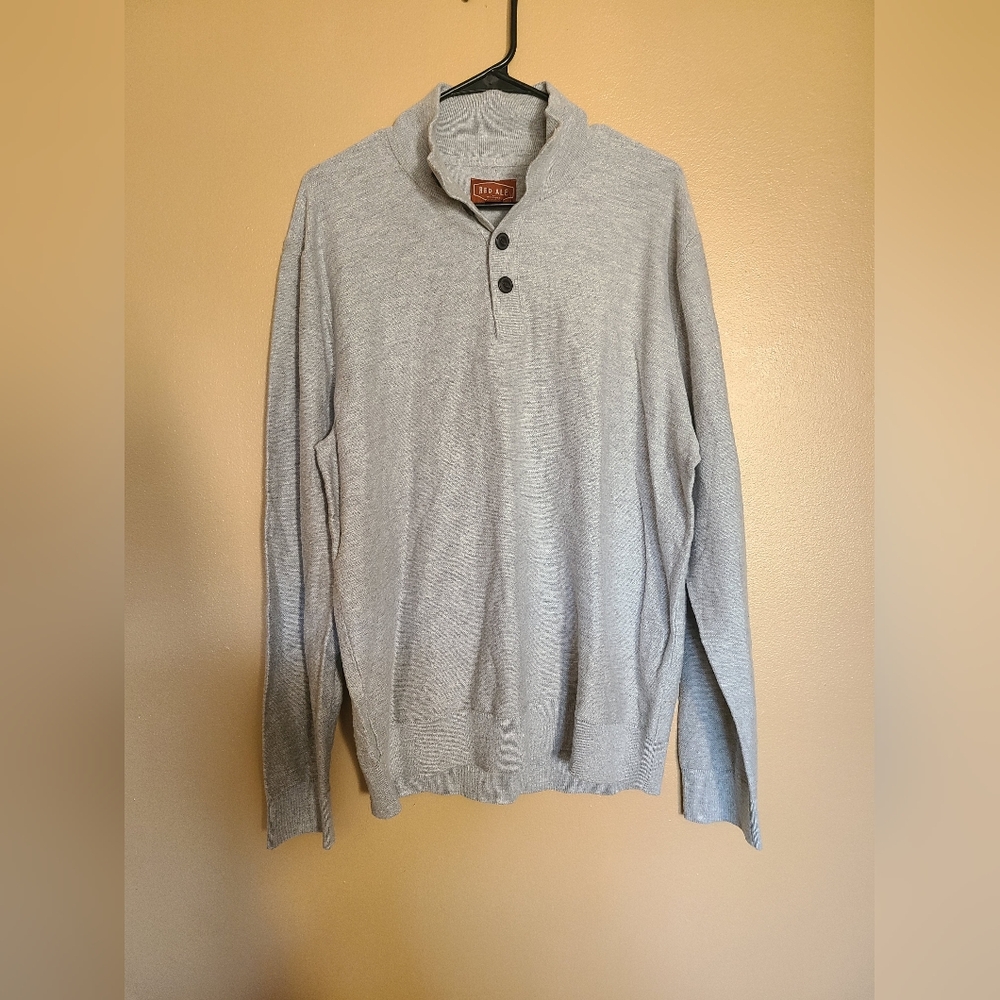 Red Ale By Alesbury Gray Riverside Button Mockneck Sweater Mens XL Short NWT